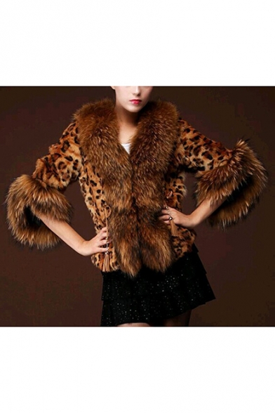 New Stylish Winter's Leopard Print Warm Faux Cropped Fur Coat