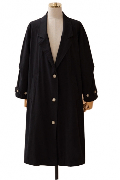 New Trend Single Breasted Adjustable Cuffs Longline Trench Coat