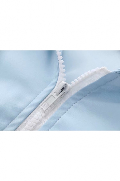 Stylish Long Sleeve Colorblock Flap Pocket Zip Front Cat Printed Loose Hoodie Coat