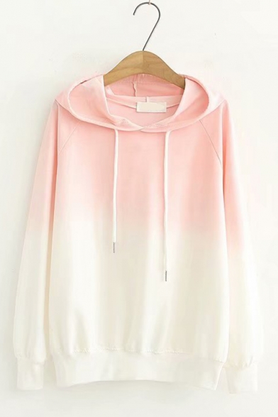 Womens Hot Stylish Long Sleeves Patchwork Straight Slim Fitted Gradient Hoodie