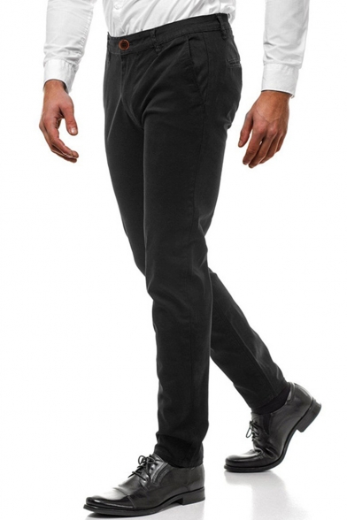 Basic Fashion Simple Plain Slim Fitness Business Dress Pants for Men