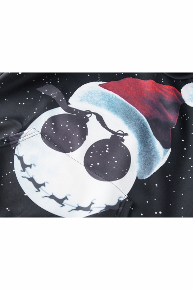 Christmas Hat Galaxy 3D Printed Black Long Sleeve Unisex Pullover Hoodie with Pocket