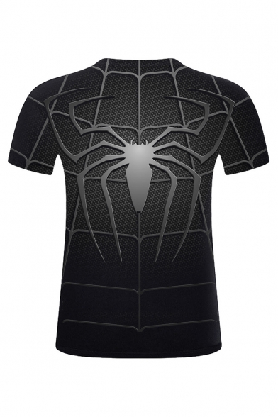 Hot Funny Spider Print Casual Round Neck Short Sleeve T-Shirt For Men