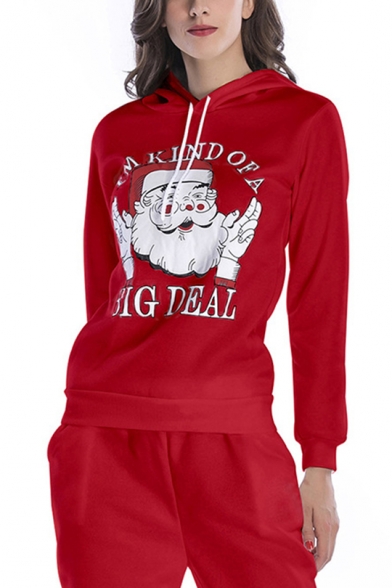 I'M KIND OFA BIG DEAL Letter Santa Claus Printed Long Sleeve Hoodie