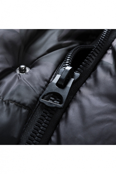 Men's Stylish Long Sleeve Camouflage Print Zipper Pockets Slim Fit Hooded Padded Coat