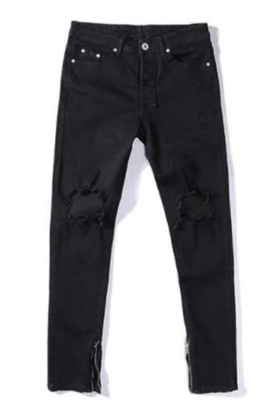 black slim ripped jeans mens
