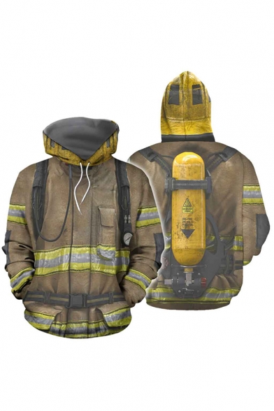 New Fashion Firemen Uniform Cosplay Costume Drawstring Hooded Long Sleeve Pullover Hoodie