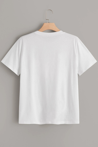 New Trendy Cartoon ARIZONA Pattern Round Neck Short Sleeve White Graphic T-Shirt