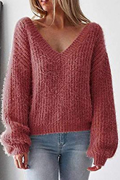 women's v neck wool sweater