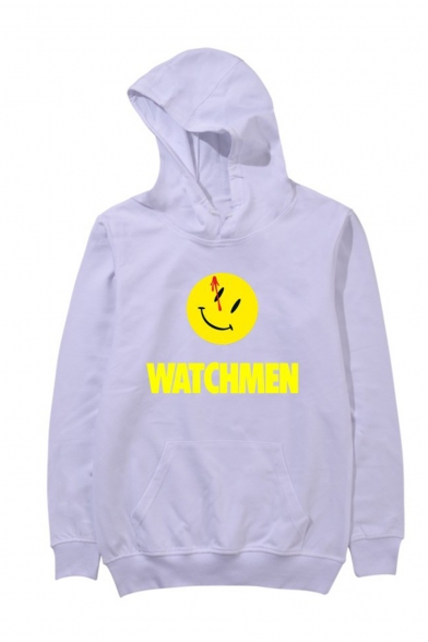 Unisex Popular Fashion Letter WATCHMAN Emoji Printed Long Sleeve Casual Sports Pullover Hoodie