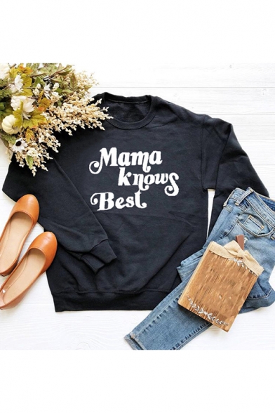 Women's Mama Knows Best Letter Print Round Neck Long Sleeve Sweatshirt