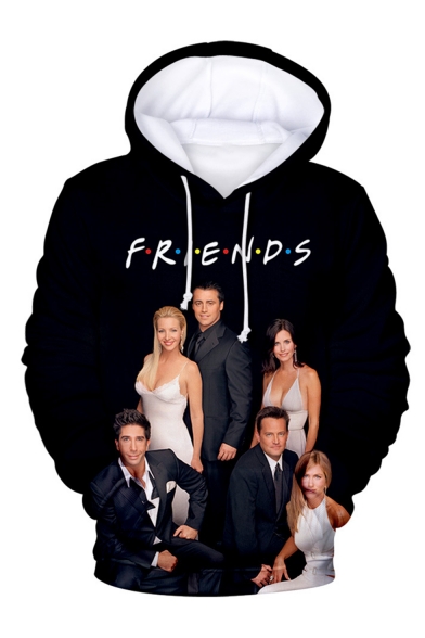 Hot Fashion Class Friends Letter City Scene 3D Printed Drawstring Hooded Long Sleeve Unisex Pullover Hoodie