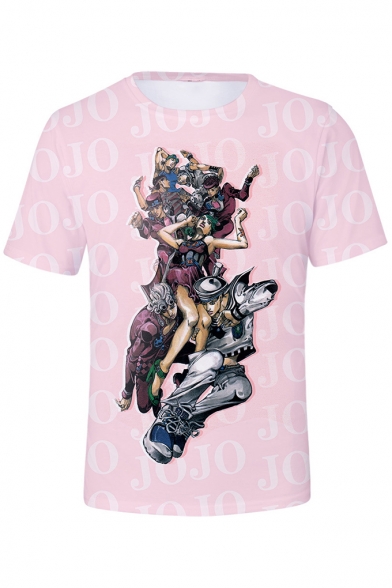 Hot Popular JoJo Theme Comic Figure Print Summer Short Sleeve Round Neck T-Shirt