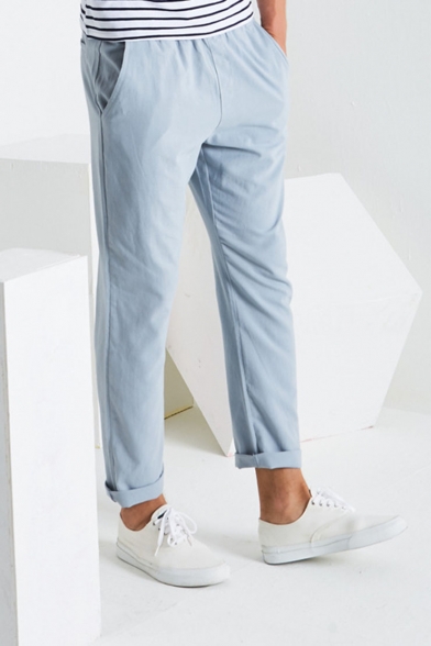 Men's Popular Fashion Simple Plain Straight Slim Fit Casual Pants