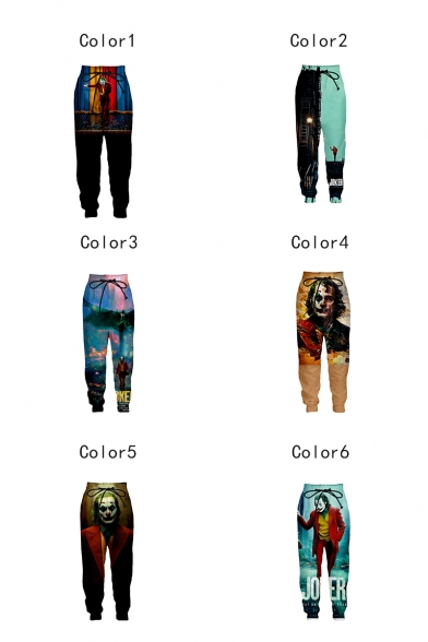 New Fashion Color Block Clown 3D Printed Drawstring Waist Casual Loose Sweatpants