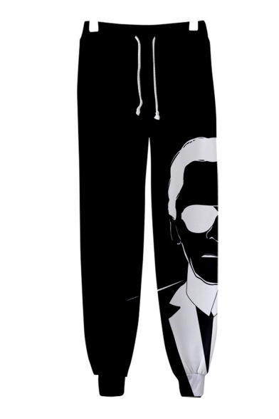 New Fashion Famous Character 3D Printed Black Drawstring Waist Casual Loose Joggers Sweatpants
