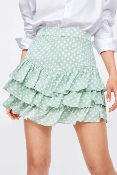 layered ruffle skirt short