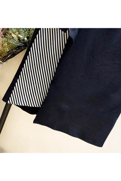 Womens Trendy Black Bow-Tied Side High Waist Midi Knit Pencil Skirt