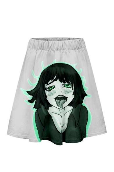 Ahegao Comic Anime 3D Cartoon Girls Printed Knee Length A-Line Skirt