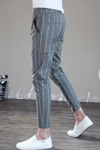 Jofemuho Mens Vogue Casual Pencil Stripe Pants 