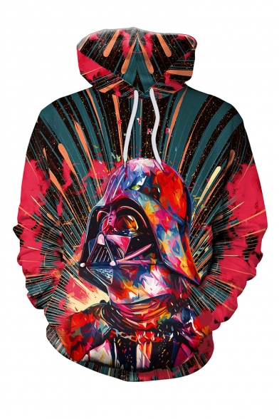 New Fashion Trendy Watercolor Spray Paint Judge 3D Printed Long Sleeve Red Drawstring Hoodie