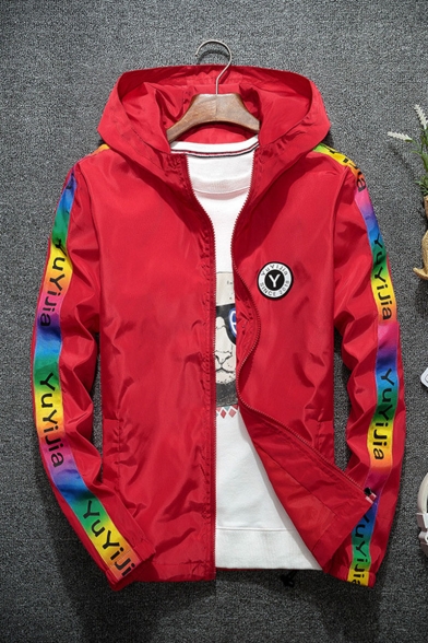New Trendy Unique Letter Y Logo Printed Colorful Long Sleeve Hooded Zip Up Casual Track Jacket for Men