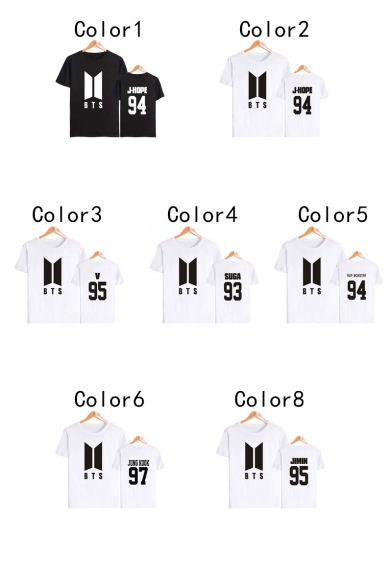Trendy Kpop Logo Letter Printed Round Neck Short Sleeve Loose T-Shirt
