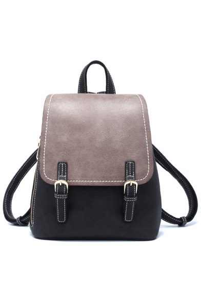 Womens Vintage Color Block Traveling Outdoor Bag Backpack 24*13*29cm