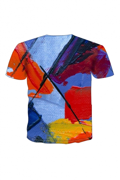 New Arrival Popular Oil Painting Pattern Round Neck Short Sleeve Casual T-Shirt For Men