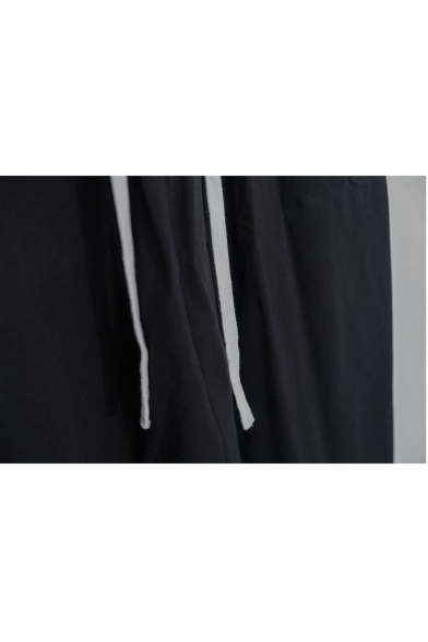 New Fashion Simple Plain Black Drawstring Waist Loose Drop-Crotch Harem Pants for Men