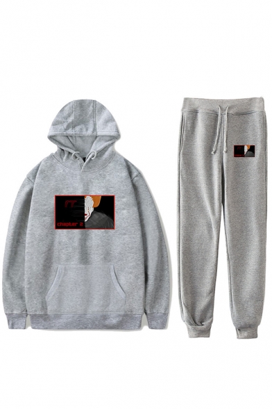 Popular IT Clown Printed Long Sleeve Hoodie with Sport Joggers Sweatpants Co-ords
