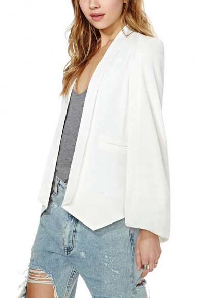 Womens Stylish Lapel Collar Slit Sleeve Open Front Regular Fit Blazer Cape Coat