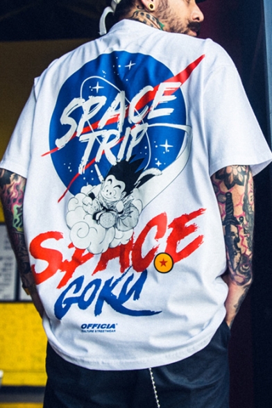 Guys Summer Space Comic Character Printed Oversized T-Shirt