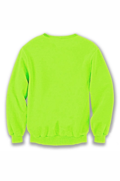 Hot Popular Character 3D Printed Long Sleeve Round Neck Hip Pop Style Green Loose Sweatshirts