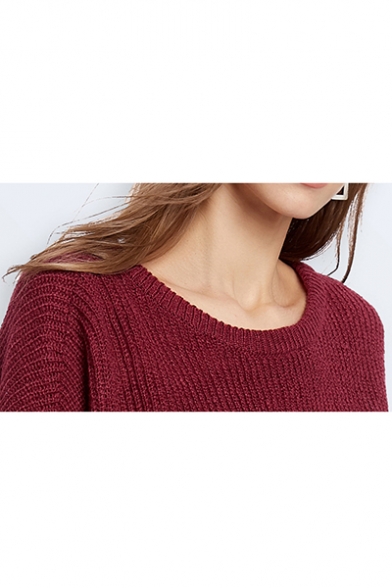 New Arrival Patcwork Print Batwing Sleeve Round Neck Knitwear Sweater for Women
