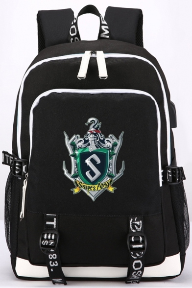 Popular University Badge Logo Patched USB Charge Students Traveling Bag Backpack 29*16*42cm