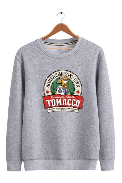 Trendy Letter TOMACCO Cartoon Printed Long Sleeve Loose Fit Casual Comfortable Sweatshirt