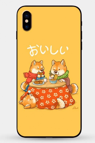 Funny Cute Cartoon Dog Shiba Inu Painting Yellow iPhone Case