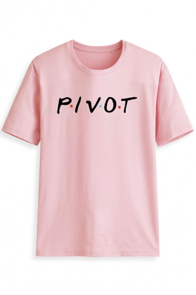 Hot Popular Dot Letter PIVOT Printed Loose Fitted Short Sleeve T-Shirt