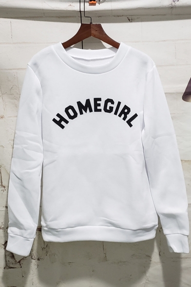 Hot Stylish Cool Unique Long Sleeve HOMEGIRL Letter Printed Loose Pullover Sweatshirt
