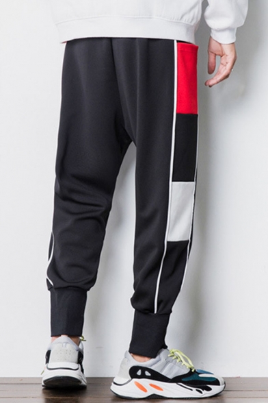 Men's Popular Fashion Colorblock Letter SPORTS Printed Casual Loose Sweatpants
