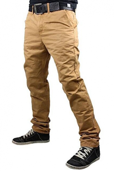 Men's Simple Fashion Solid Color Slim Fit Casual Chino Pants
