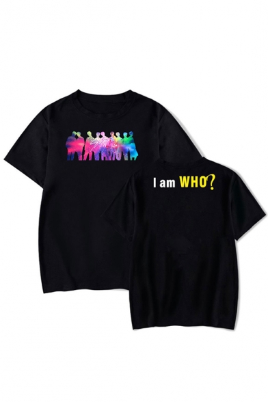 New Popular Kpop Boy Band I AM Who Printed Round Neck Short Sleeve Casual Tee