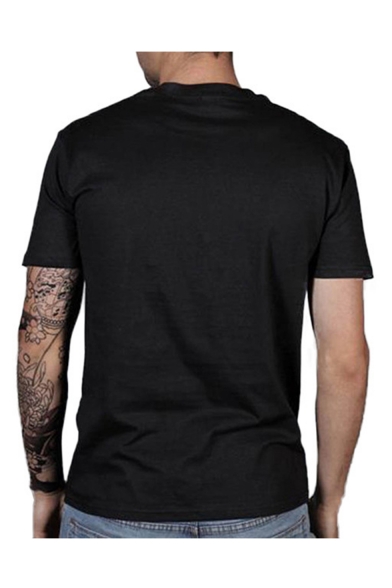New Stylish Cartoon Print Round Neck Short Sleeve Basic T-Shirt For Men