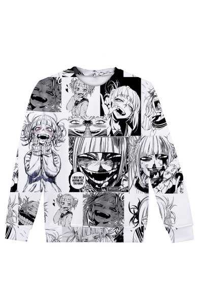Popular Ahegao Comic Anime Figure Manga Faces 3D Printed Long Sleeve Round Neck Pullover Sweatshirts