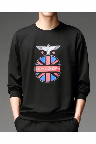 Popular Fashion Eagle Letter BOY LONDFN Graphic Printed Round Neck Long Sleeve Mens Trendy Pullover Sweatshirts