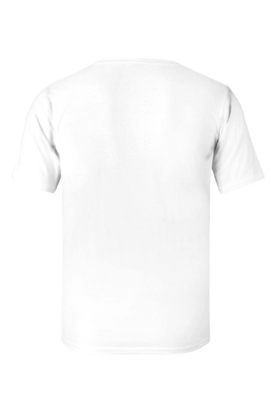 Summer Stylish Muscle Pattern Round Neck Short Sleeve Casual White T-Shirt