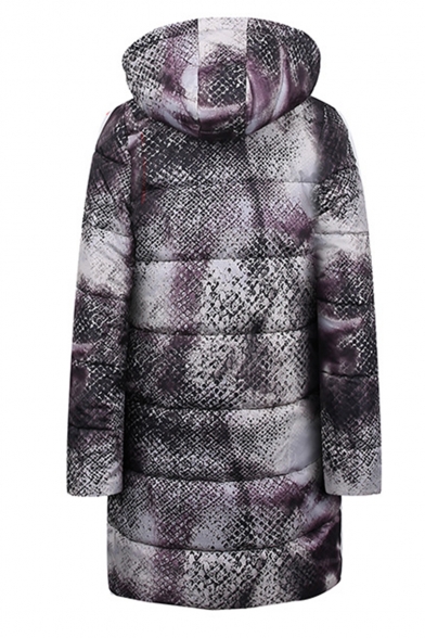 Winter Hot Popular Leopard Print Hooded Longline Zipper Down Coat