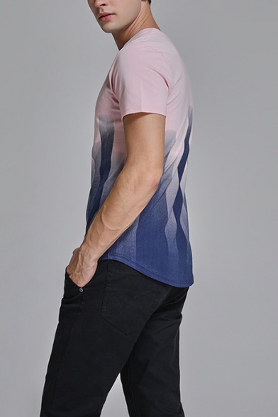 Classic Fashion Mens Short Sleeve Round Neck Tie Dye Basic Leisure T-Shirts