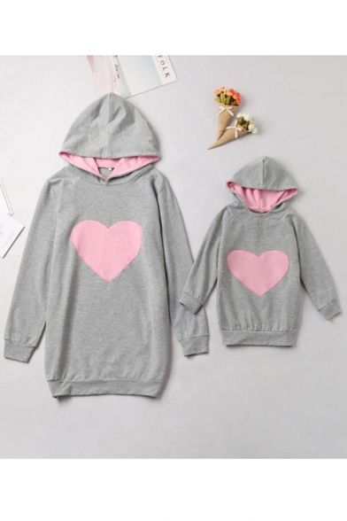 Hot Popular Lover Heart Printed Casual Loose Parent-Child Long Sleeves Pullover Hoodie